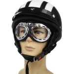 Neufu casque de moto et velo scooter bol lunettes retro style de vintage uv goggles pour harley blanc ...