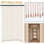 Neufu rideau de porte perles en bois 27 ligne 90x175cm