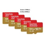 Carte mmoire - sandisk - extreme - 64go - r170mo / s - w80mo / s