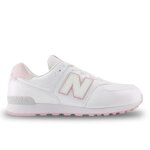 Chaussures pour fille - new balance - gc 574 (gc574fk) - blanc - cuir / textile - lacets
