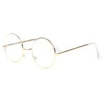 - new time - grandes lunettes anti lumiere bleue rondes metal dore myrtek - jaune