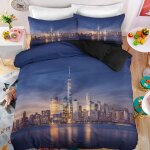 New york beau paysage urbain parure de lit 3 pieces 1 housse de couette 150 * 200cm et 2 taies doreillers ...