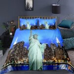 New york statue de la libert parure de lit 3 pieces 1 housse de couette 220 * 240cm et 2 taies doreillers ...