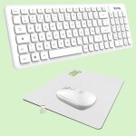 Newway ? pack rf01 clavier souris sans fil wifi 2. 4 ghz compacte avec tapis - azerty - blanc
