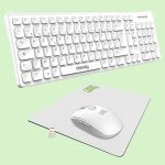 Newway ? pack rf02 clavier souris sans fil wifi 2. 4 ghz avec tapis ? azerty 105 touches - blanc