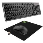 Newway ? pack rf02 clavier souris sans fil wifi 2. 4 ghz avec tapis ? azerty 105 touches - noir