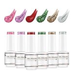 Nicedeco 6 couleurs vernis semi permanent fantaisie paillet srielot vernis  ongles gel polish uv led ...