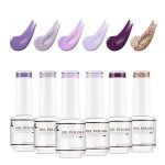 Vernis  ongles - nicedeco - 6 couleurs fantaisie violet - 8ml - semi permanent - gel uv led