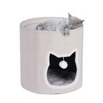 Relaxdays niche pour votre chat coussin moelleux abri pliable cachette pratique h x d : 40 x 39 cm beige ...