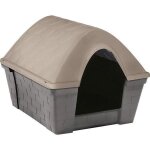 Niche - casa felice - large - plastique - gris / taupe - pour chien grand