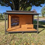 Niche berger allemand pour chien avec toit shingle ouvrant et terrasse taille xxl bois Niche berger allemand pour chien avec toit shingle ouvrant et terrasse taille xxl bois