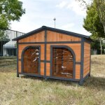 Niche pour chien double toit shingle noir taille l bois