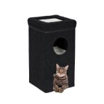 Relaxdays niche pour chat maison pliable 3�niveaux cachette avec griffoir h x l x p�: 76 x 40 x 40�cm ...