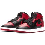 Basket nike air jordan 1 mid rouge noir blanc - adulte - lacets - cuir Basket nike air jordan 1 mid rouge noir blanc - adulte - lacets - cuir