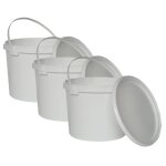 Seau plastique alimentaire - nipter - rond avec couvercle - 5l - blanc - lot de 3 - 100% recyclables