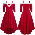 Noël robe femme robe bretelles a - line col en v cache coeur evasée Noël robe femme robe bretelles a - line col en v cache coeur evasée