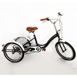 Noir 20 pouces 3 roues vlo 1 vitesse tricycle pour adultes avec panier  provisions