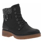 Bottines noires fourr�es � talon d�croch� bas avec des lacets et zip lat�ral