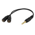 C�ble audio - adaptateur - 23 cm - fiche m�le - connecteur femelle jack - noir