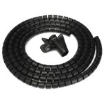 Noir 2m 15mm gaine tube spirale range cache cble fil ruban organisateur