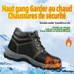 Noir chaussures de sécurité hiver froid et chaud en cuir de vachette grande taille Noir chaussures de sécurité hiver froid et chaud en cuir de vachette grande taille