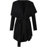 Noir pure manteau femme en laine mi - longue col large revers avec ceinture cintre nouveaut dcontract ...