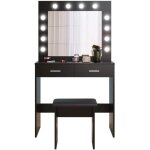 Noire coiffeuse avec miroir coiffeuse pour filles et femmes cadeau parfait
