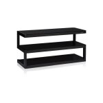 Meuble tv - norstone - esse - noir satin - verres noirs - supporte jusqu 80 kg