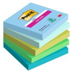 Notes couleurs oasis super sticky post - it 76 x 76 mm - bloc de 90 feuilles - lot de 10 - assorties