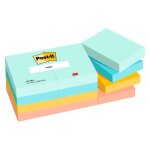 Post - it repositionnables 38 x 51 mm - bloc 100 feuilles - lot de 12 assortis (4 couleurs)