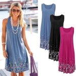 Nouveau coton femmes robe d?t sans manches im. . .