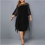 Nouvelles robes dt femmes grande taille 2021 fte longues robes lh1117rzdrss04ve noir