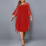 Robe dété grande taille femme - rouge mr - décontractée et élégante - maille - tenue de soirée Robe dété grande taille femme - rouge mr - décontractée et élégante - maille - tenue de soirée