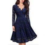 Nouvelle robe de soirée en dentelle élégante femmes mi - longue lh1117ehdrss05ye bleu Nouvelle robe de soirée en dentelle élégante femmes mi - longue lh1117ehdrss05ye bleu