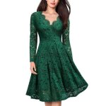 Nouvelle robe de soire en dentelle lgante femmes mi - longue lh1117ehdrss05ye vert