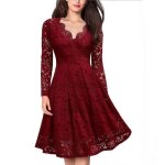 Nouvelle robe de soire en dentelle lgante femmes mi - longue lh1117ehdrss05ye vin rouge