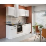 Novacool - bloc cuisine compl�te - blanc mat / gris - 220 x 60 x 204 cm - plan de travail inclus