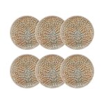 Lot 6 assiettes desserts ambre 20cm en gres marron et beige