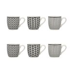 Lot 6 tasse cafe graphik 18cl en porcelaine 3 decors assortis