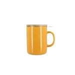 Tisaniere anna 350ml en gres jaune couvercle en hevea