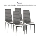 Nrswasi - lot de 4 chaises quiienclee grises bandeau blanc pour salle � manger 40 x 39 x 98 cm