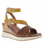 Tamaris - nu - pieds cuir � talon compens� - jaune - adulte femme