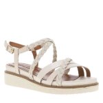Nu - pieds cuir talon compense - tamaris - ivoire - blanc - femme - 5 cm - boucle de serrage - basse ...