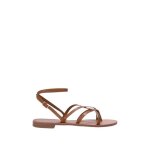 Nu - pieds - la modeuse - camel - fines brides crois�es - boucle de serrage - semelle int�rieure en cuir ...