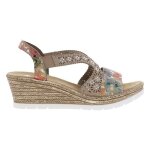 Nu - pieds talon compens rieker femme gris - taupe - blanc - basse - compens - bride