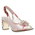Nu - pieds translucides rouges  talon dcroch haut et bijoux multicolores