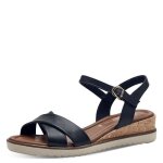 Nu pieds - tamaris - 28106 - 42 - cuir - bleu - confort optimal
