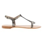 Nu - pieds les tropeziennes hama en cuir noir � talon plat - noirs dor�s - femme