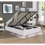 Lit coffre - loris - 120x190 cm - blanc - design contemporain - sommier inclus