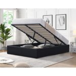 Lit coffre - loris - 120x190 cm - noir - design contemporain - sommier inclus